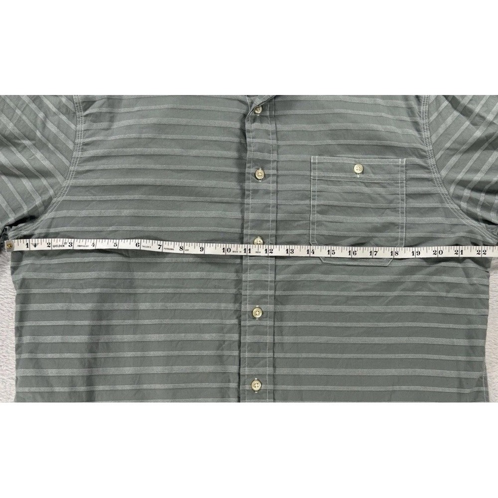 Johnnie-O Hangin Out Shirt Mens Large Green Striped Button Up Short Sleeve - Picture 5 of 7